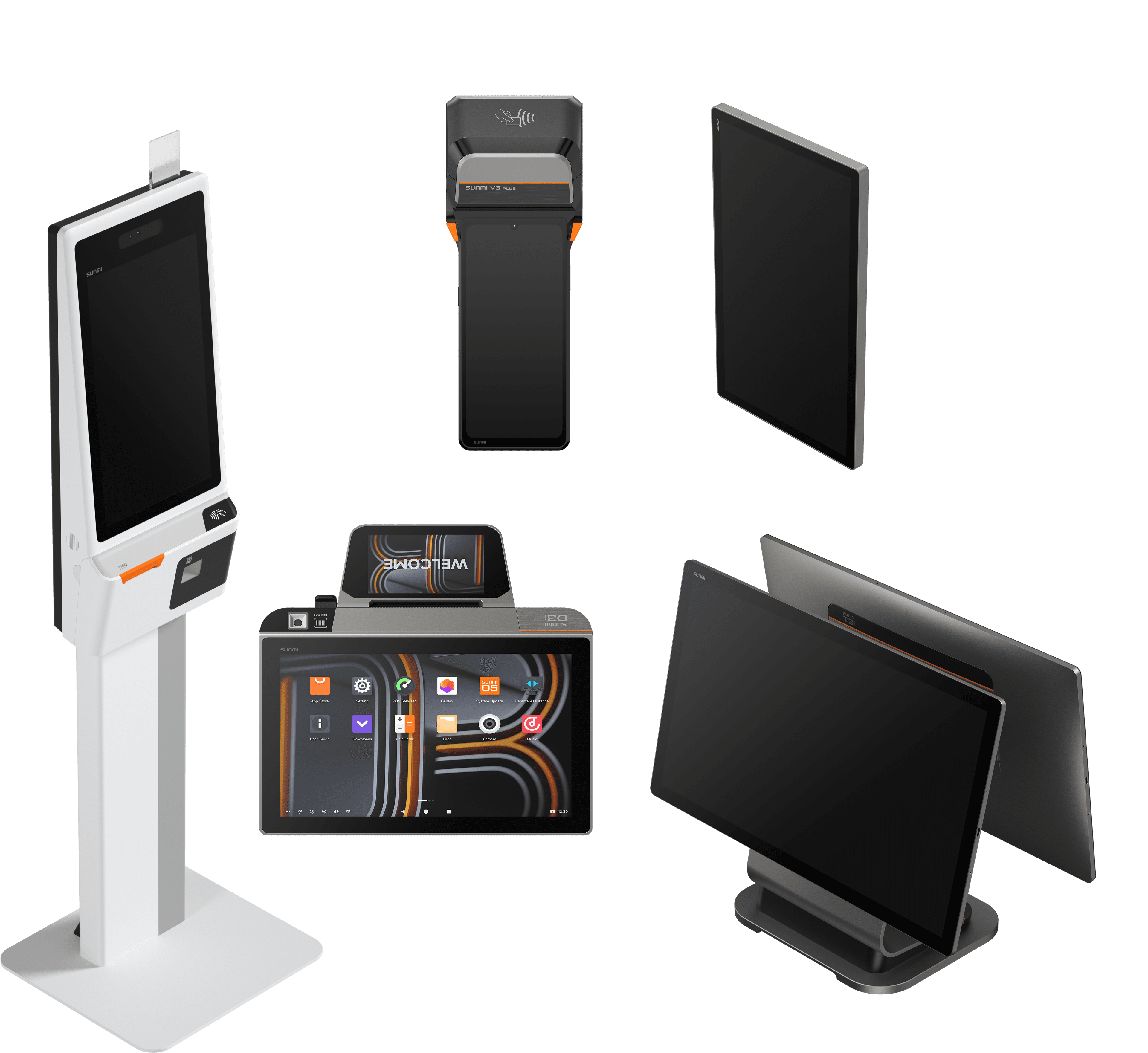 AquilaFlex POS terminal, mobile POS and self-checkout side by side