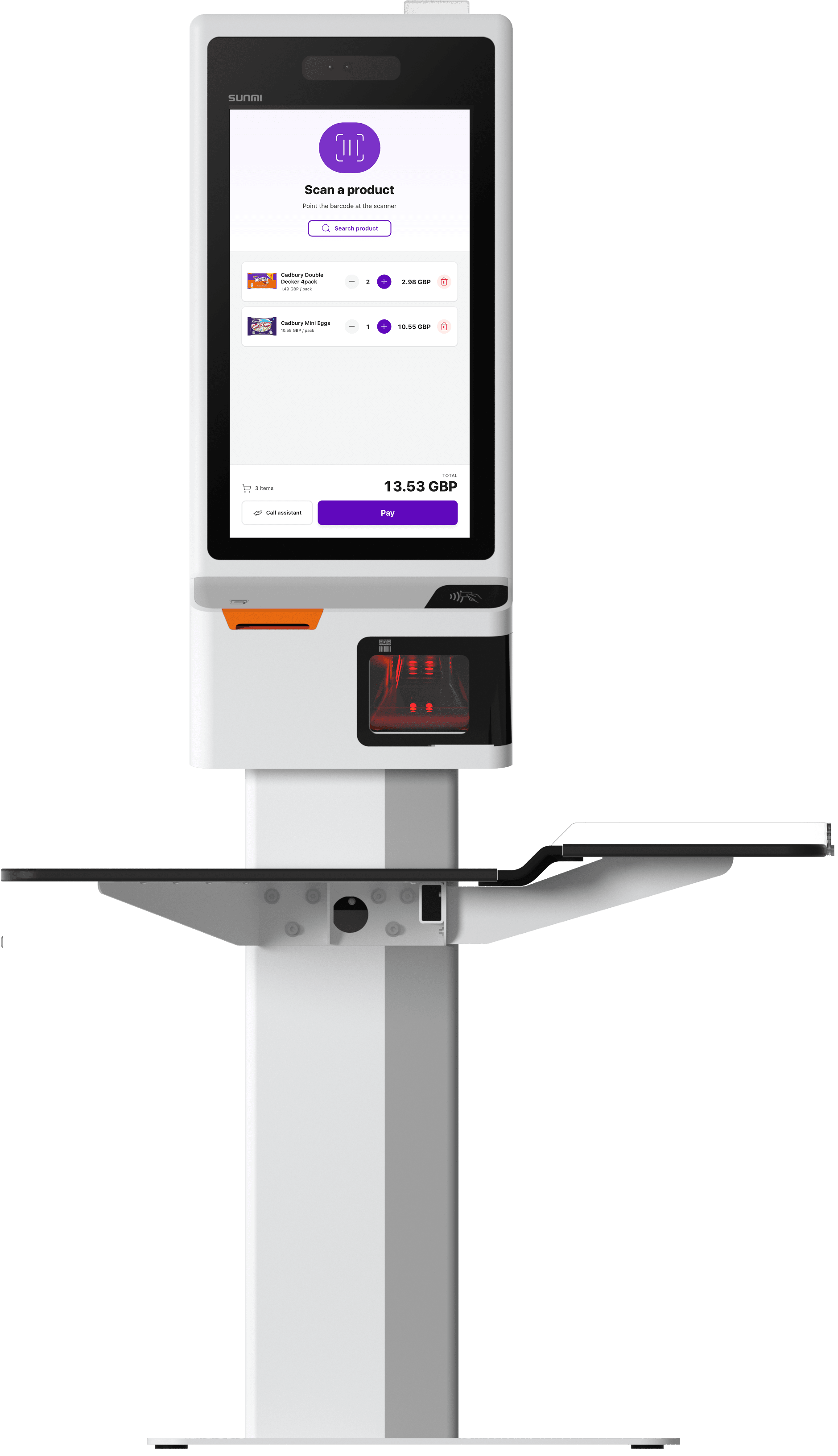 Tall self-checkout kiosk